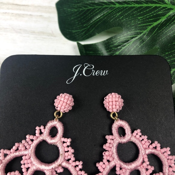 J. Crew Bead and Embroidery Earrings in Pink - Picture 2 of 3